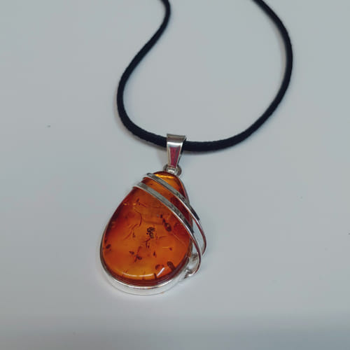HWG-065 Pendant Teardrop Amber/with Silver Overlay $56 at Hunter Wolff Gallery